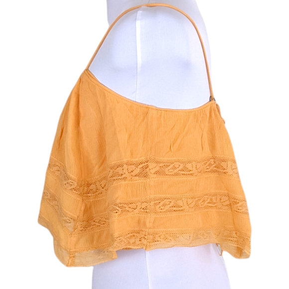 Free People Home Again Orange Cropped Ruffle Lace Camisole Size S - Picture 5 of 10
